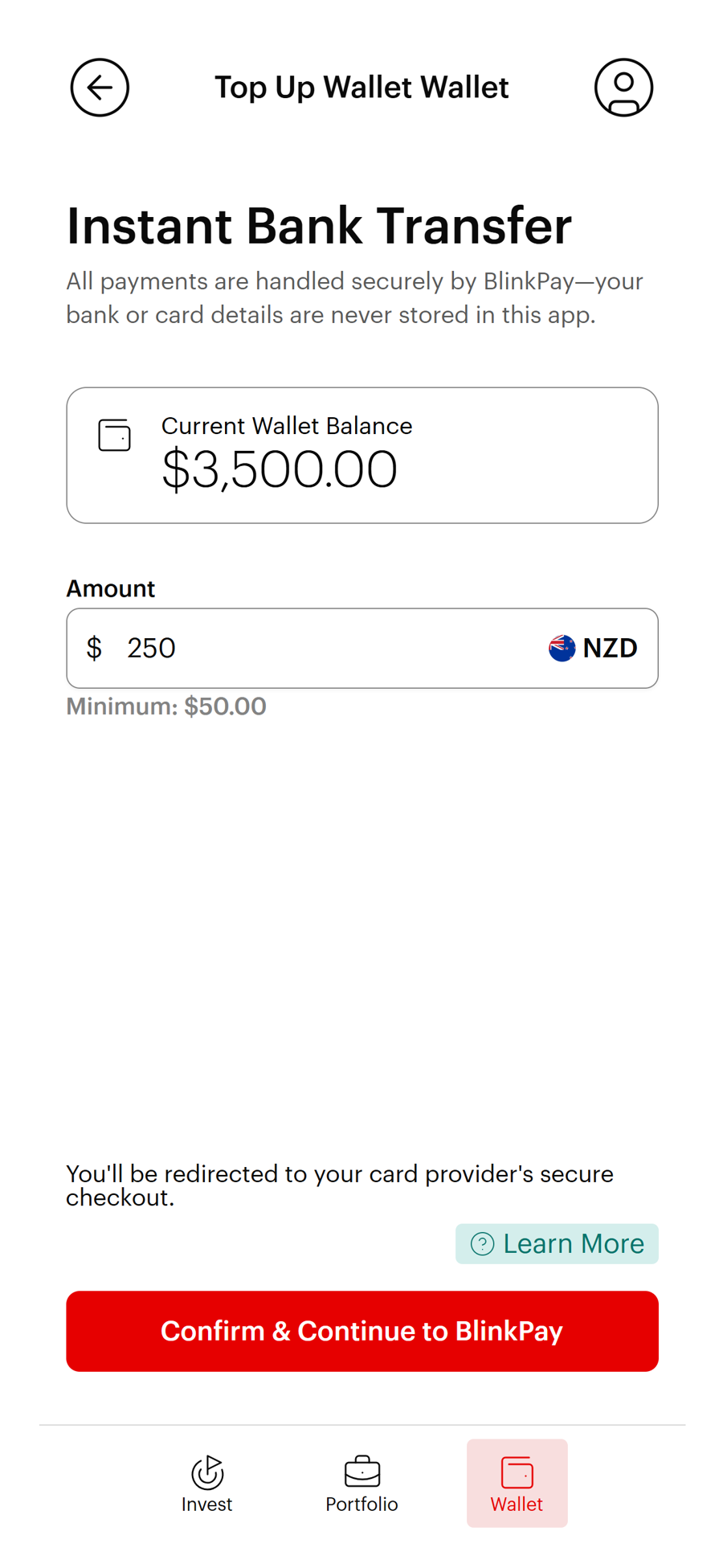 Instant bank transfer