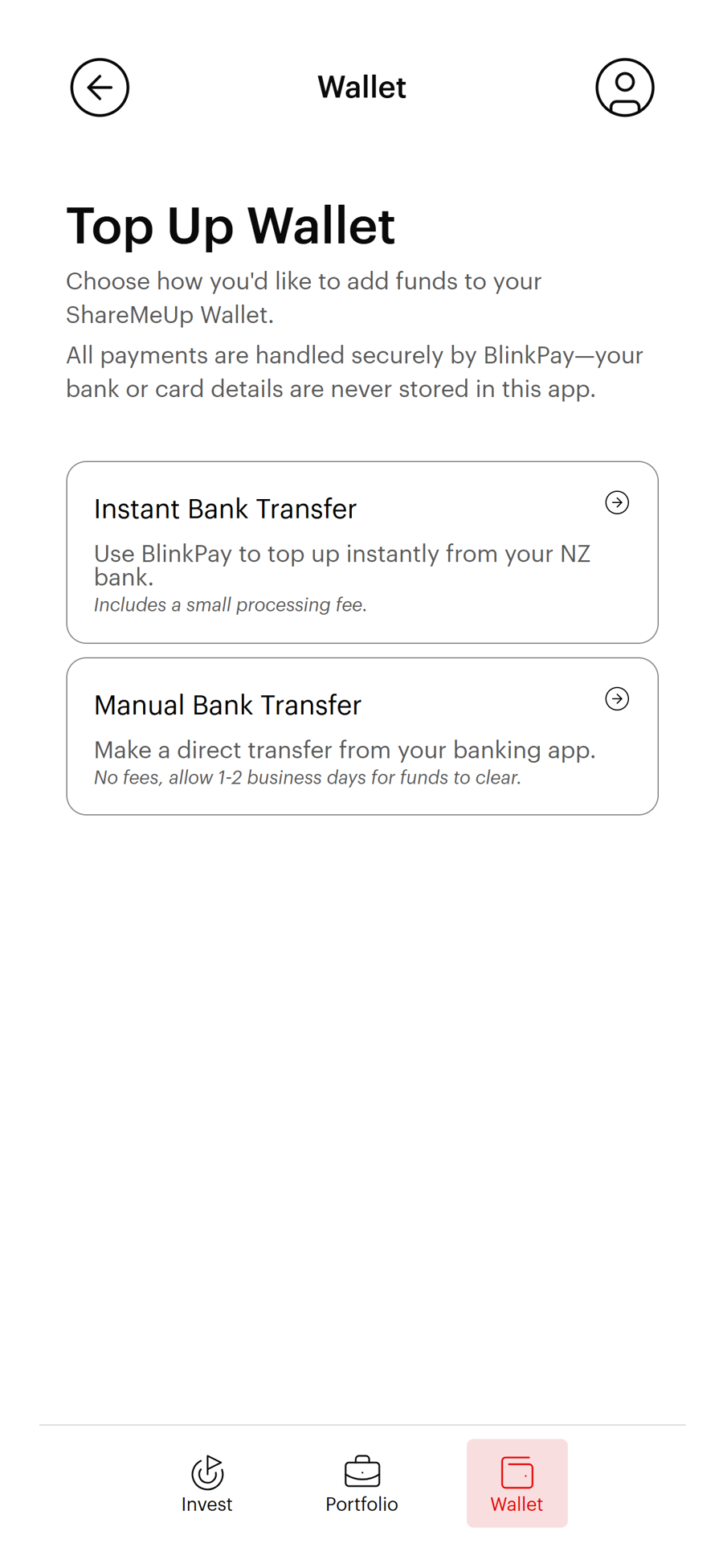 Choose how to top up