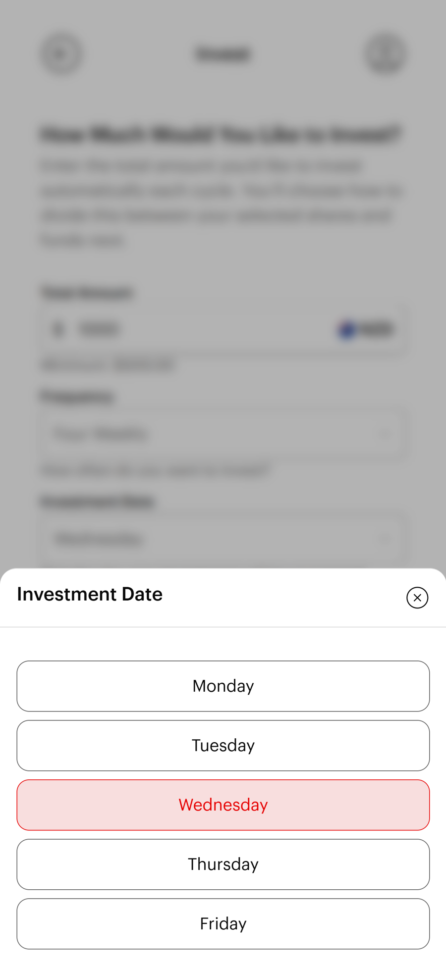 Set an investment date